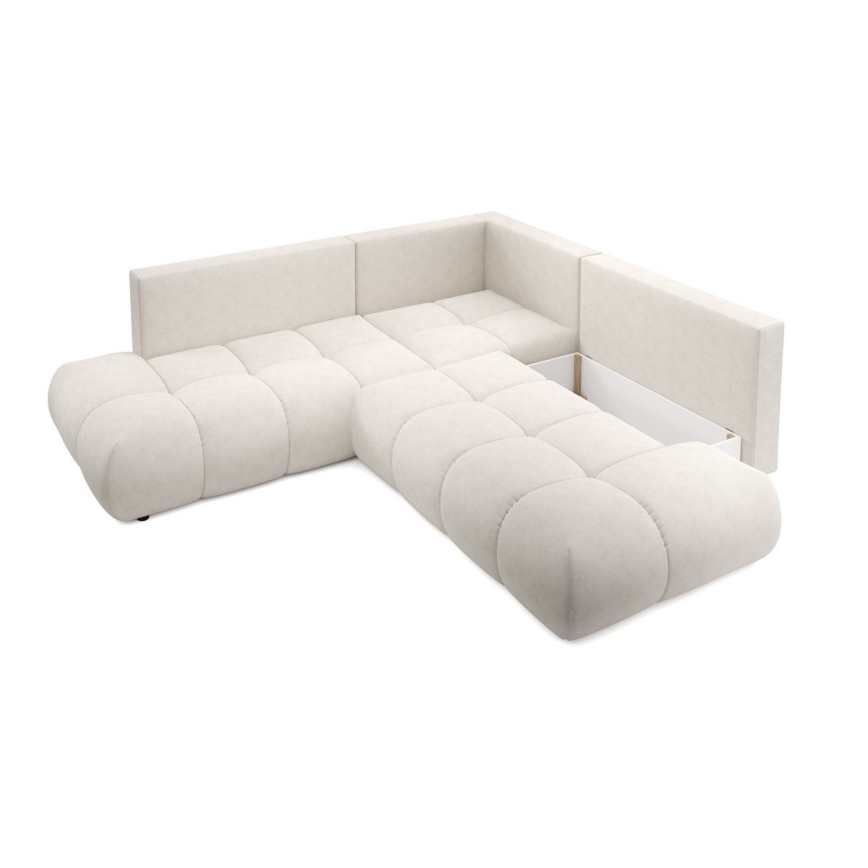Gepolstertes Ecksofa ALMADA (L‑Form) mit Schlaffunktion und Stauraum, rechts, beige