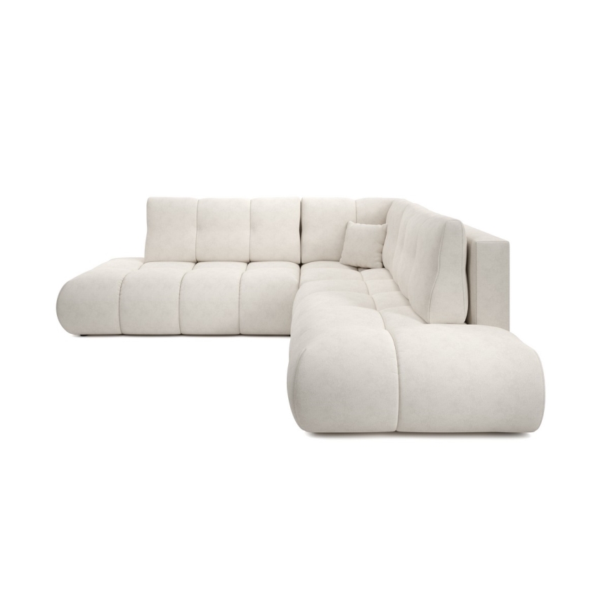 Gepolstertes Ecksofa ALMADA (L‑Form) mit Schlaffunktion und Stauraum, rechts, beige