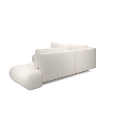 Gepolstertes Ecksofa ALMADA (L‑Form) mit Schlaffunktion und Stauraum, rechts, beige