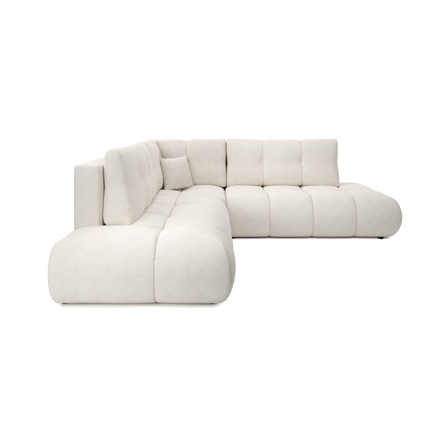 Gepolstertes Ecksofa ALMADA (L‑Form) mit Schlaffunktion und Stauraum, rechts, beige
