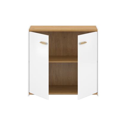 Kommode ANTHO 85x90 cm Weiß/Natur-Eiche