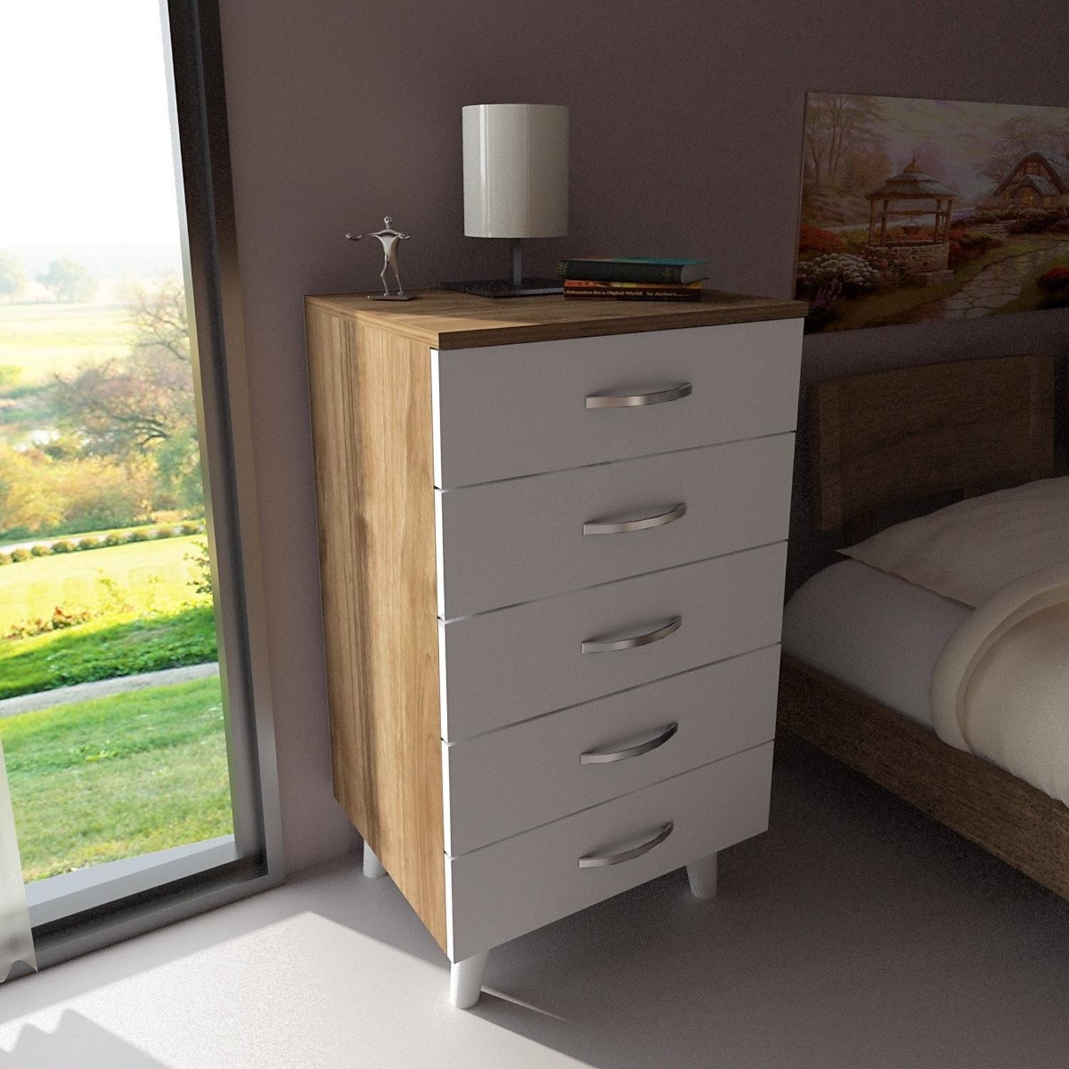 Kommode CEMRE 88x50 cm weiß/braun