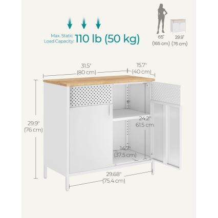 Kommode FIRA 80x40 cm weiß/eiche