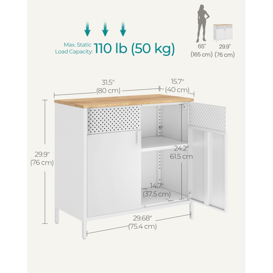 Kommode FIRA 80x40 cm weiß/eiche