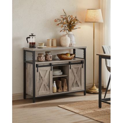 Kommode mit Schiebetüren FIRA Taupe/Schwarz