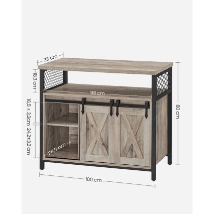 Kommode mit Schiebetüren FIRA Taupe/Schwarz