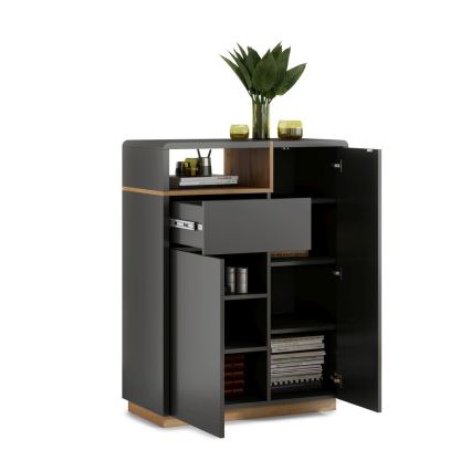 Kommode FRED mit Schublade, Anthrazit/Eiche Artisan