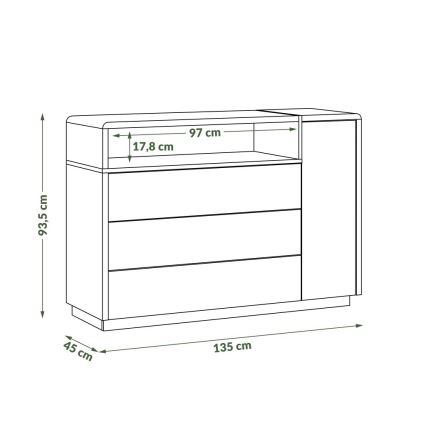 Kommode mit Schublade FRED weiß/grau