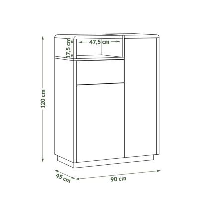 Kommode FRED mit Schublade, weiß/grau