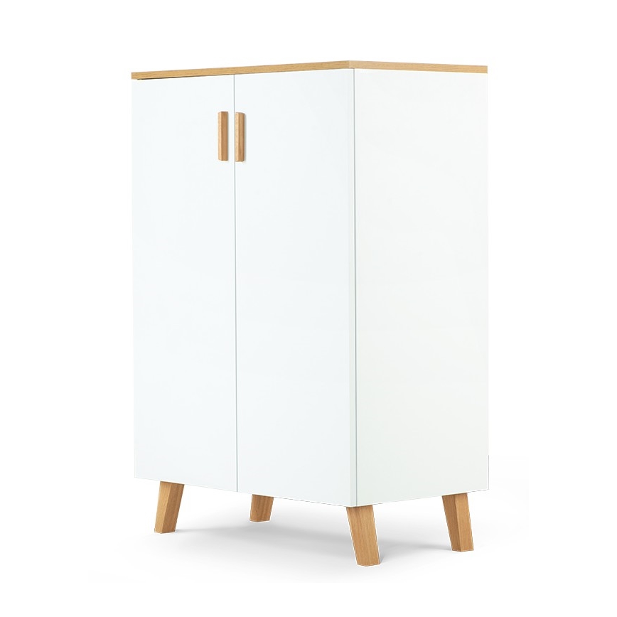 Kommode FRISK 117x80 cm weiß/natur Eiche
