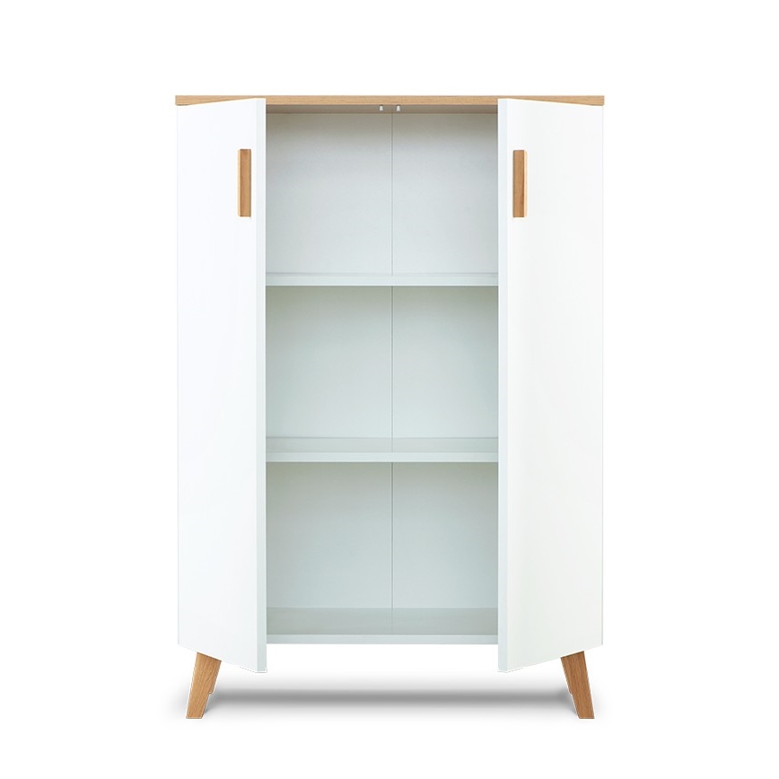 Kommode FRISK 117x80 cm weiß/natur Eiche