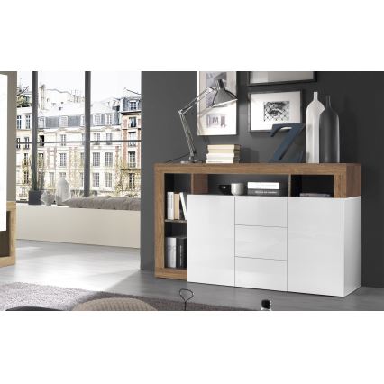 Kommode LENOR 146x93x42 cm weiß/eiche