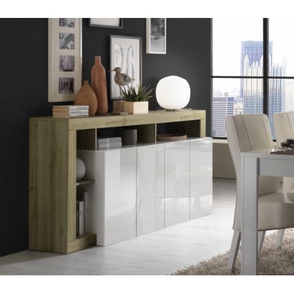 Kommode LENOR 184x93x42 cm weiß/helle Eiche