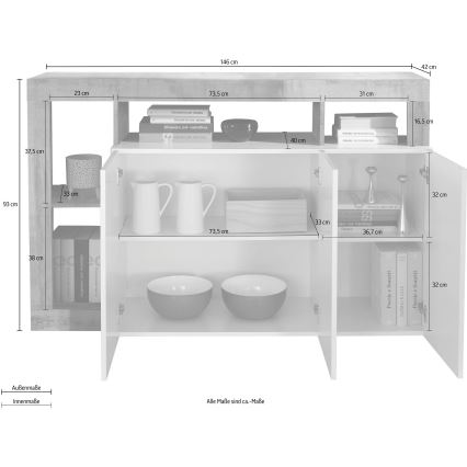 Kommode LENOR Kaschmir/Eiche