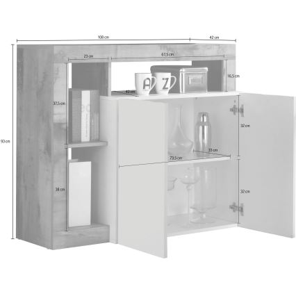 Kommode LENOR weiß/anthrazit