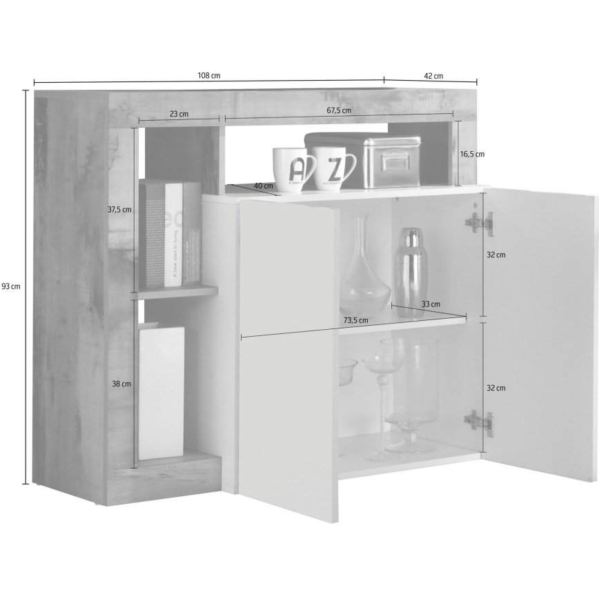 Kommode LENOR weiß/anthrazit