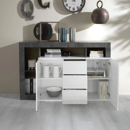 Kommode LENOR Weiß/Anthrazit