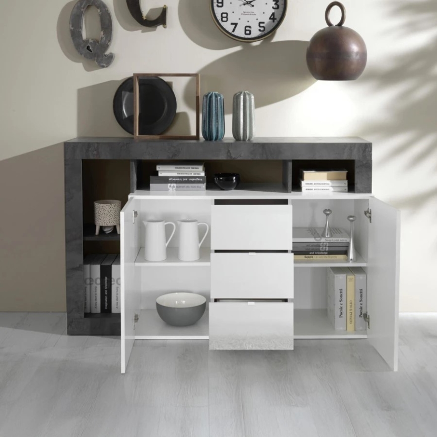 Kommode LENOR Weiß/Anthrazit