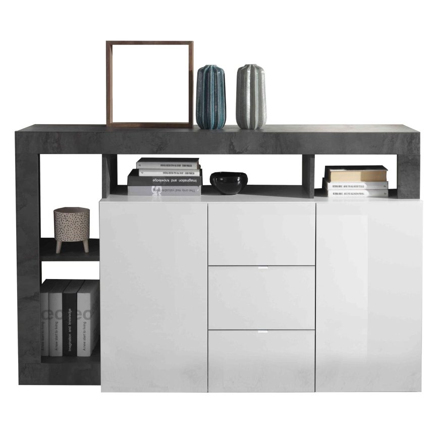 Kommode LENOR Weiß/Anthrazit