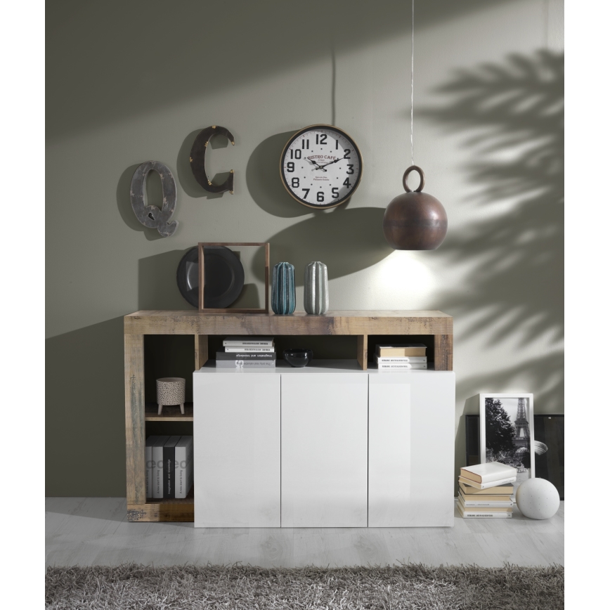 Kommode LENOR weiß/braun