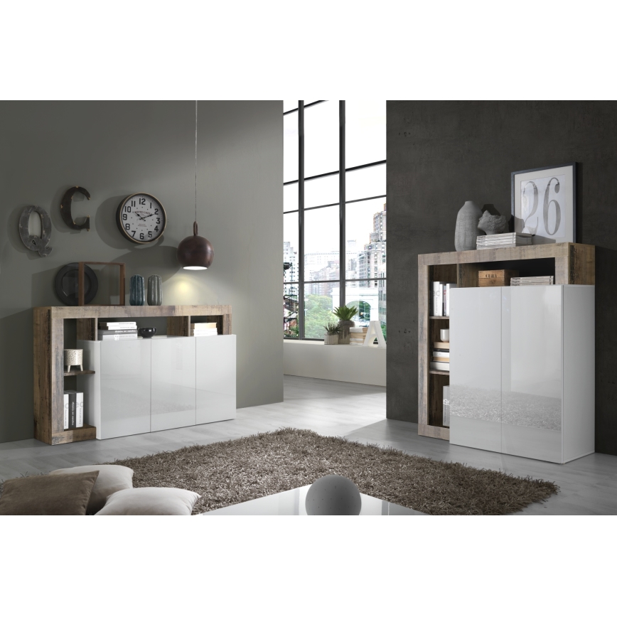 Kommode LENOR weiß/braun