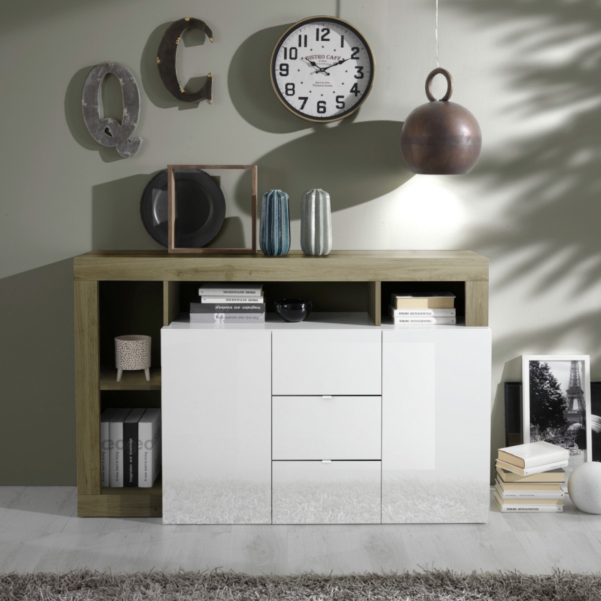 Kommode LENOR weiß/braun