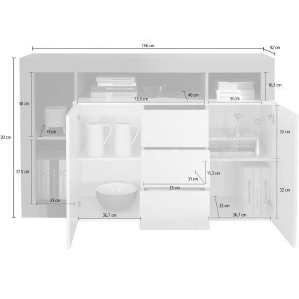 Kommode LENOR weiß/braun