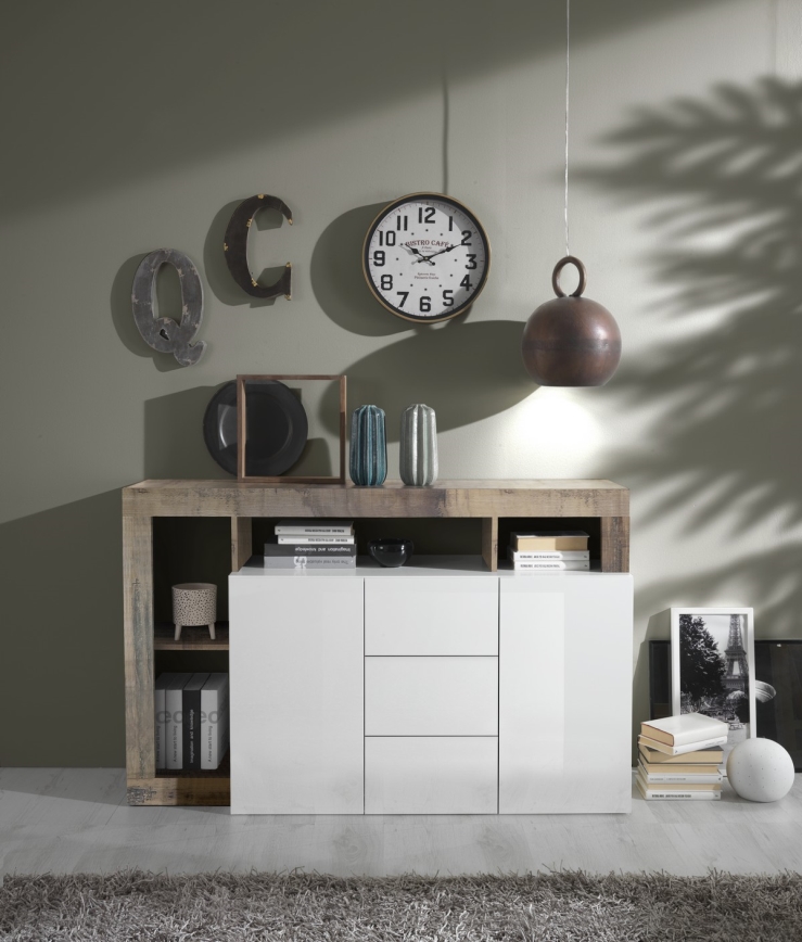 Kommode LENOR weiß/braun