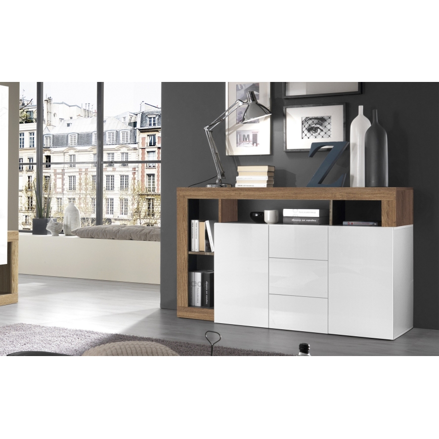 Kommode LENOR Weiß/Eiche