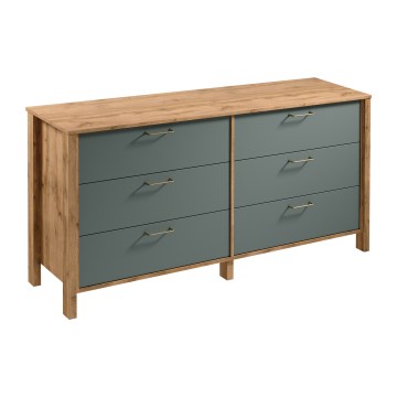 Kommode MENTA 170x81x47 cm Wotan-Eiche/Grün