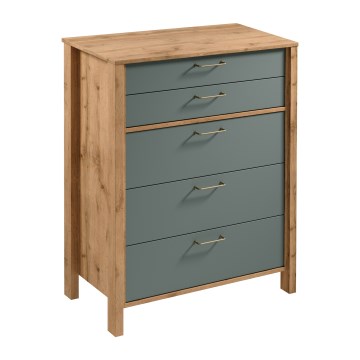 Kommode MENTA 90x108x47 cm Eiche Wotan/Grün