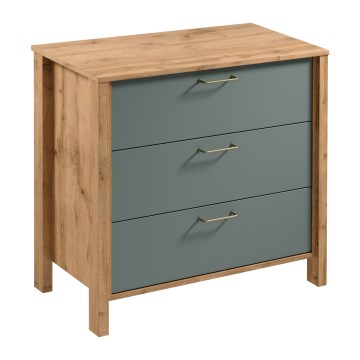 Kommode MENTA 90x81x47 cm Eiche Wotan/Grün
