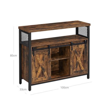 Kommode mit Schiebetüren FIRA 100x80x33 cm, braun/schwarz