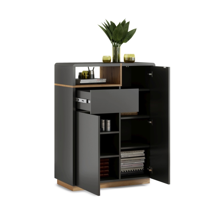 Kommode mit Schubladen FRED anthrazit/Eiche Artisan