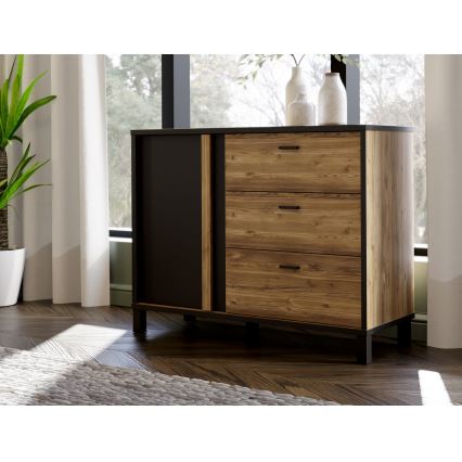 Kommode mit Schubladen OREN braun/schwarz