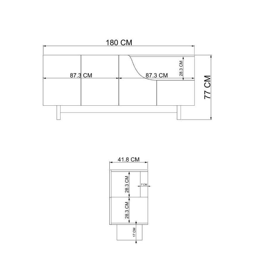 Kommode ORBIS 180x40 cm cremefarben/beige