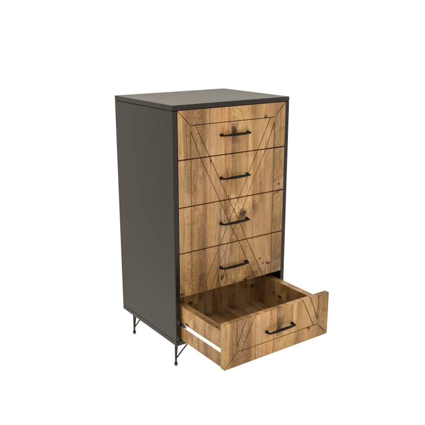 Kommode PLANET 95x50 cm braun/anthrazit