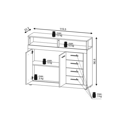 Kommode RUNA in hellbraun/anthrazit