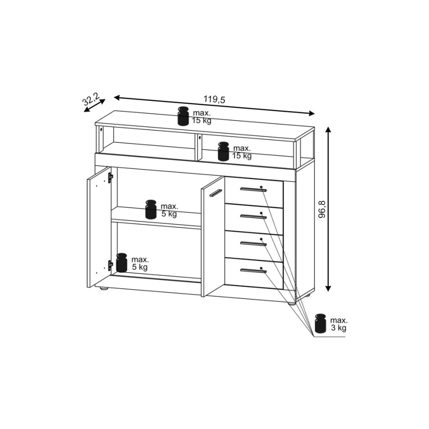 Kommode RUNA in hellbraun/anthrazit