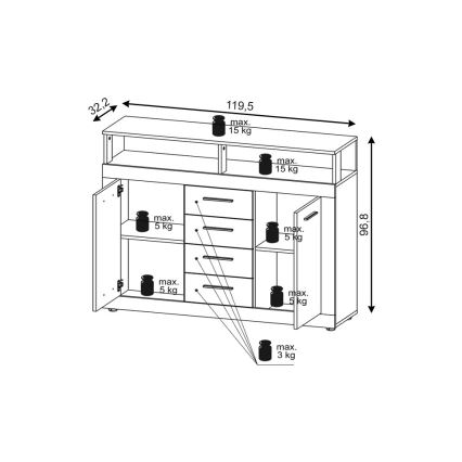 Kommode RUNA Sonoma-Eiche/Weiß