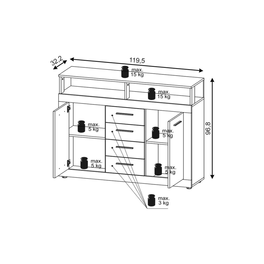 Kommode RUNA Sonoma-Eiche/Weiß