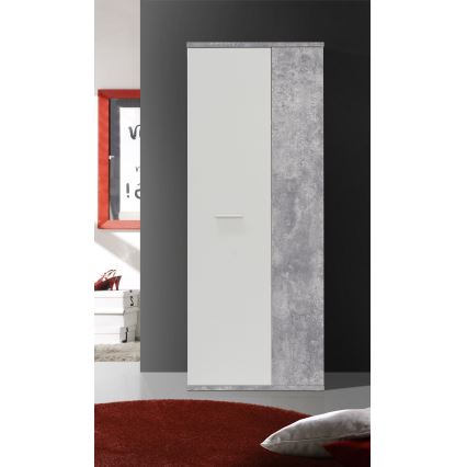 Kommode/Schuhschrank SIMO, weiß/grau in Betonoptik