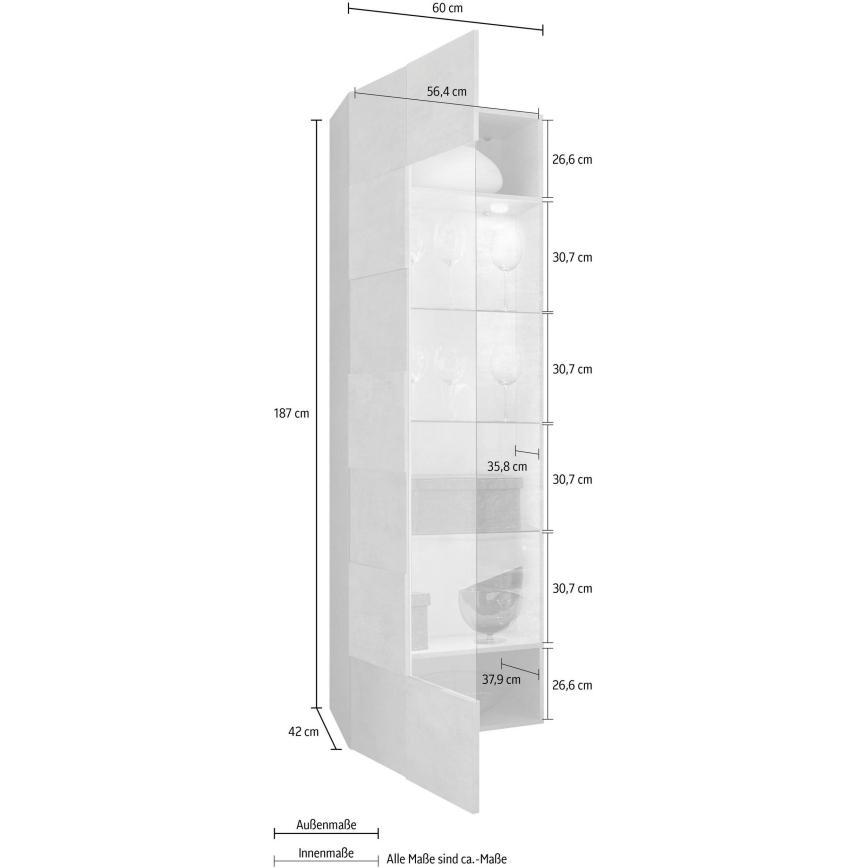 Kommode SERIAN – Betonoptik, grau