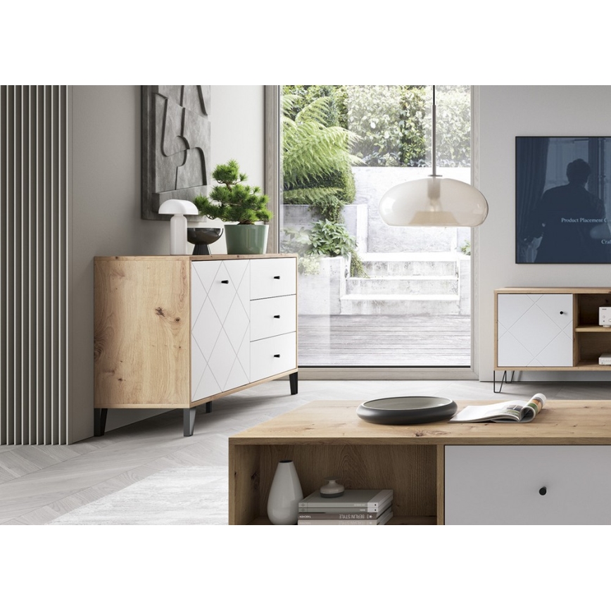 Kommode SULA Artisan-Eiche/weiß