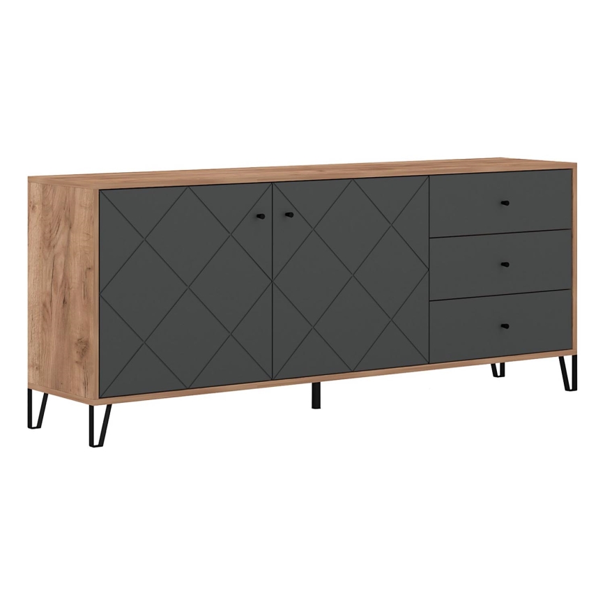 Kommode SULA Craft‑Eiche/Schwarz