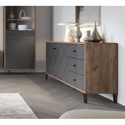 Kommode SULA Craft‑Eiche/Schwarz