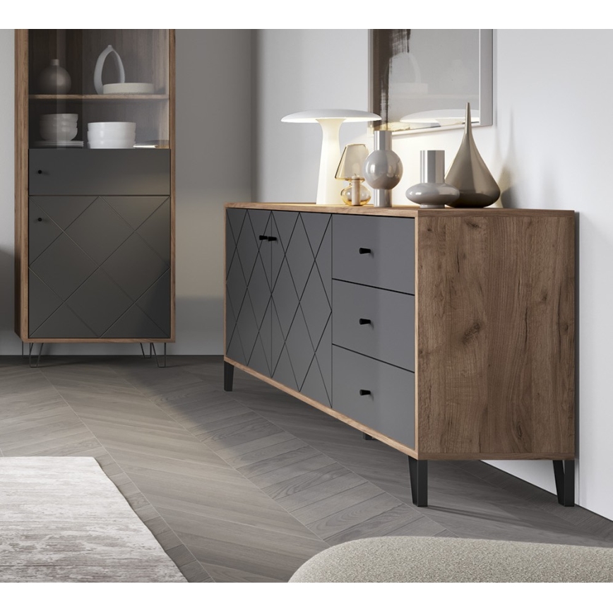 Kommode SULA Craft‑Eiche/Schwarz