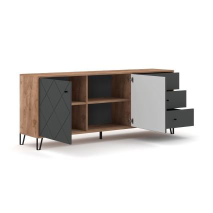 Kommode SULA Craft‑Eiche/Schwarz