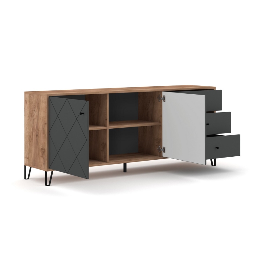Kommode SULA Craft‑Eiche/Schwarz
