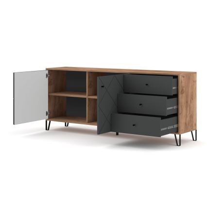 Kommode SULA Craft‑Eiche/Schwarz